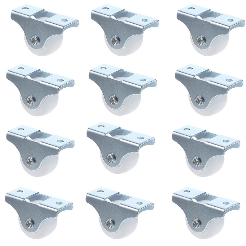 TEMU Pack de 12 roulettes pivotantes silencieuses pour meubles - Roues PP robustes et silencieuses pour tiroirs, appareils, voitures et bagages