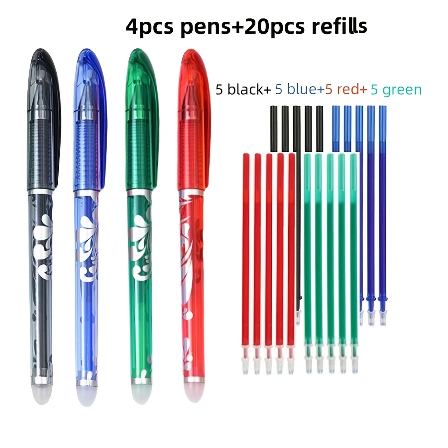 TEMU 24-pack Colored Erasable Pens Set, 0.5mm Fine Point, Built-in Eraser, Colored Gel Pens For Drawing And Doodling, Ideal For Note-taking And