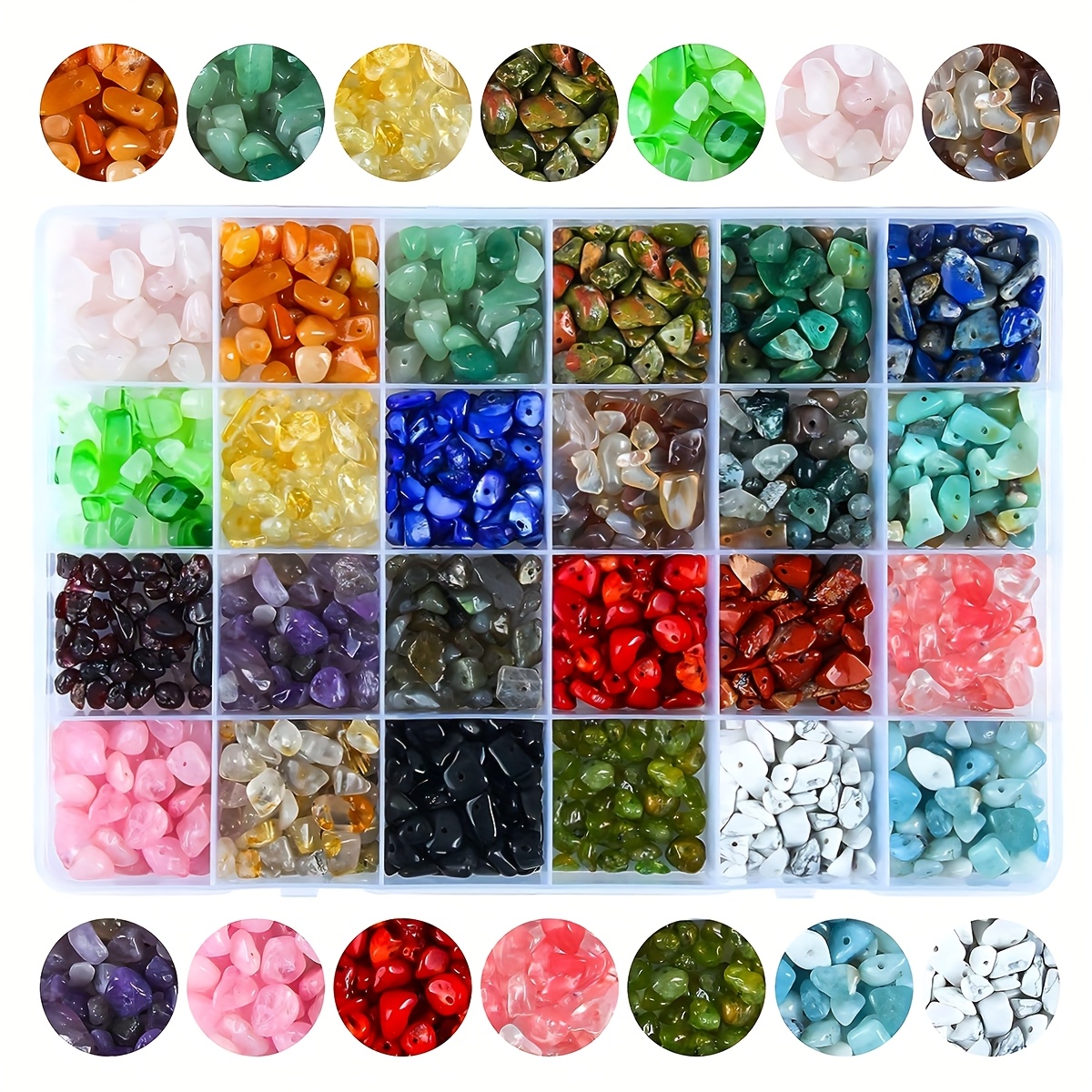 

24 Couleurs Perles En Pierre Irrégulières Pierres Libres Perles En Gros Trou Perçé DIY Kit de Fabrication de Bijoux Artisanat Pour Bague Bracelet Collier Boucles D'oreilles Fournitures