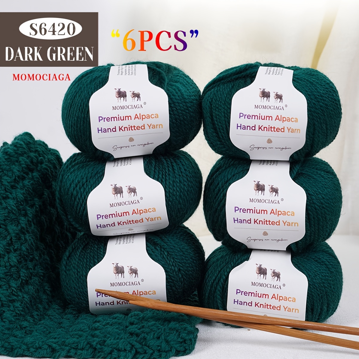E-shop 6er-Set Hochwertiges Alpakawollmischungsgarn, Mittlere Dicke, Weich und Bequem, Reichhaltige Farben Geeignet für selbstgemachte Häkel-Pullover,