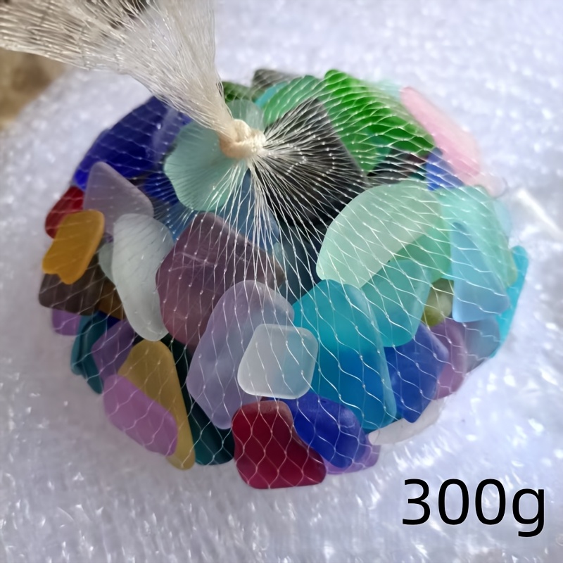 TEMU 300g Colored Sea Glass , Fusible Glass Supplies Fusible Glass Making Supplies, Smooth-edge High-quality Frosted Sea Glass Pieces, Suitable For