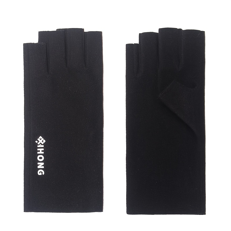 Image of A Pair Of -size-fits-all Thermal Gloves For Autumn And Winter, Elastic, , Touchscreen Compatible, Typing-friendly, Fingerless, Suitable For Indoor Office Use, Skin-friendly, Cold-resistant, Design