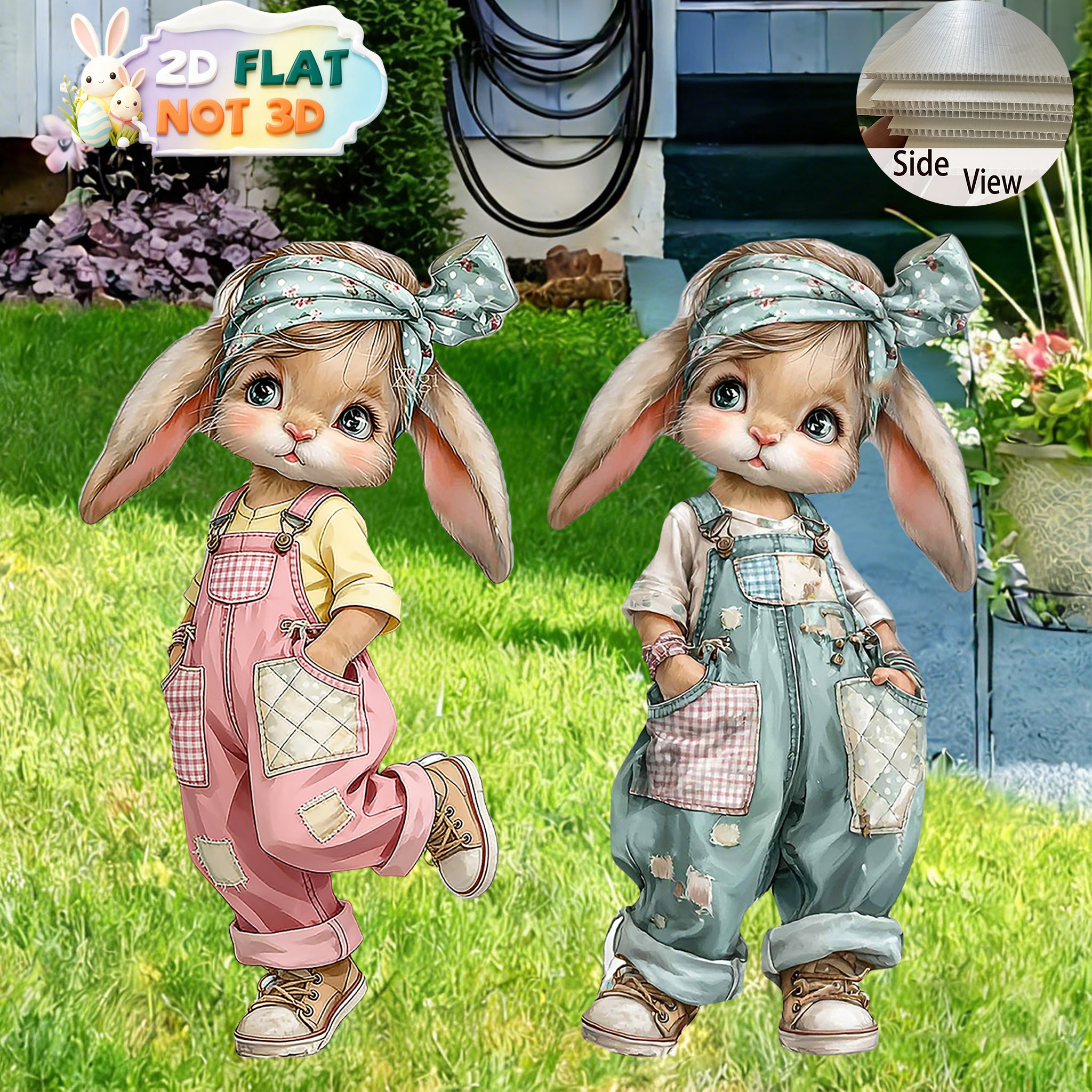 2d Flat, [2d Flat] 2dflat Easter Cute Yard Stake Decorations, Festive Atmosphere Decorative Props, Outdoor Easter Yard Decor, Easter Lawn Signs, Holiday Yard Decorations, 2d Flat