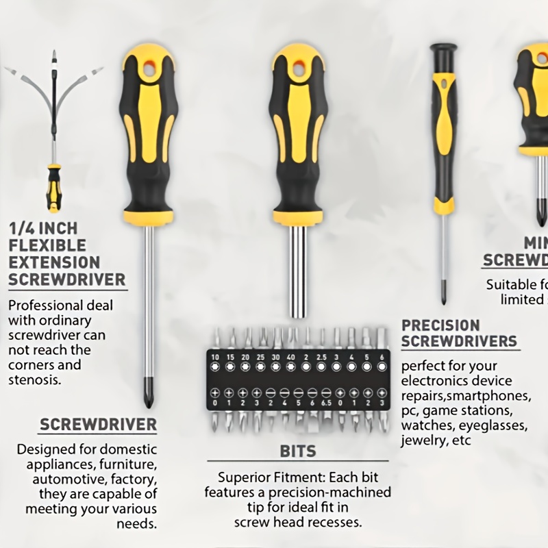 43 piece magnetic screwdrivers set with case   includs slotted phillips hex   torx and precision screwdriver set   de  tools Product details 0