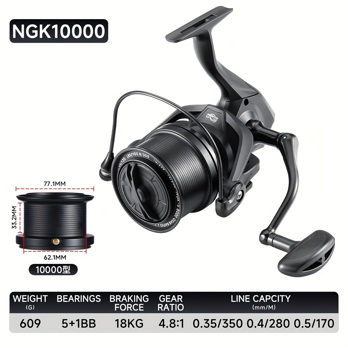 TEMU Haut Ton Black Large Reel, Fishing Reel, Fishing Gear