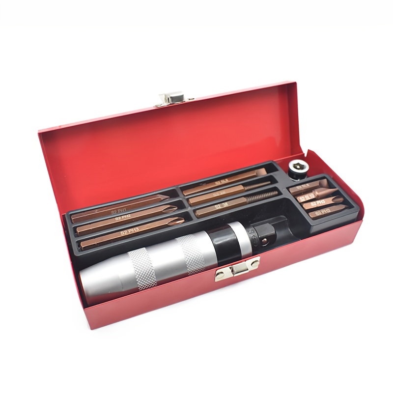 TEMU 12pcs Impact Socket Set In Tin Case, Industrial-grade Manual Bit Set With Alloy Steel Handle, Anti-slip And Impact-resistant. Features S2 Steel