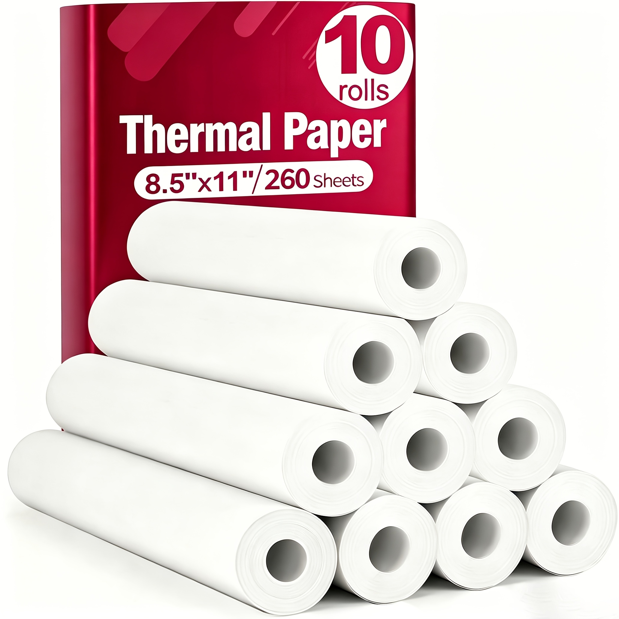 TEMU 10 Rolls Us Letter Size Rolled Continuous Thermal Paper, 8.5 Inches Wide 24.3 Feet Long Compatible With M08f, Mt810 And Other Portable Thermal