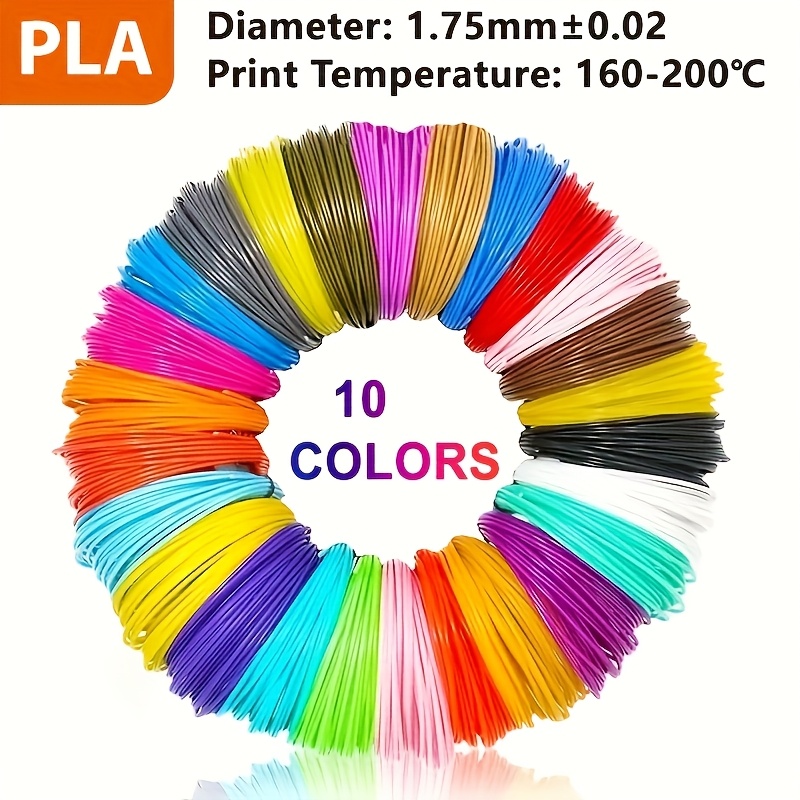 

1pc 3d Printing Pen Refill Pack - 10 Vibrant Colors, 10-inch Length, 1.75mm Diameter, Total 98ft, Material, Ideal For , Compatible With Models, Students And Professionals