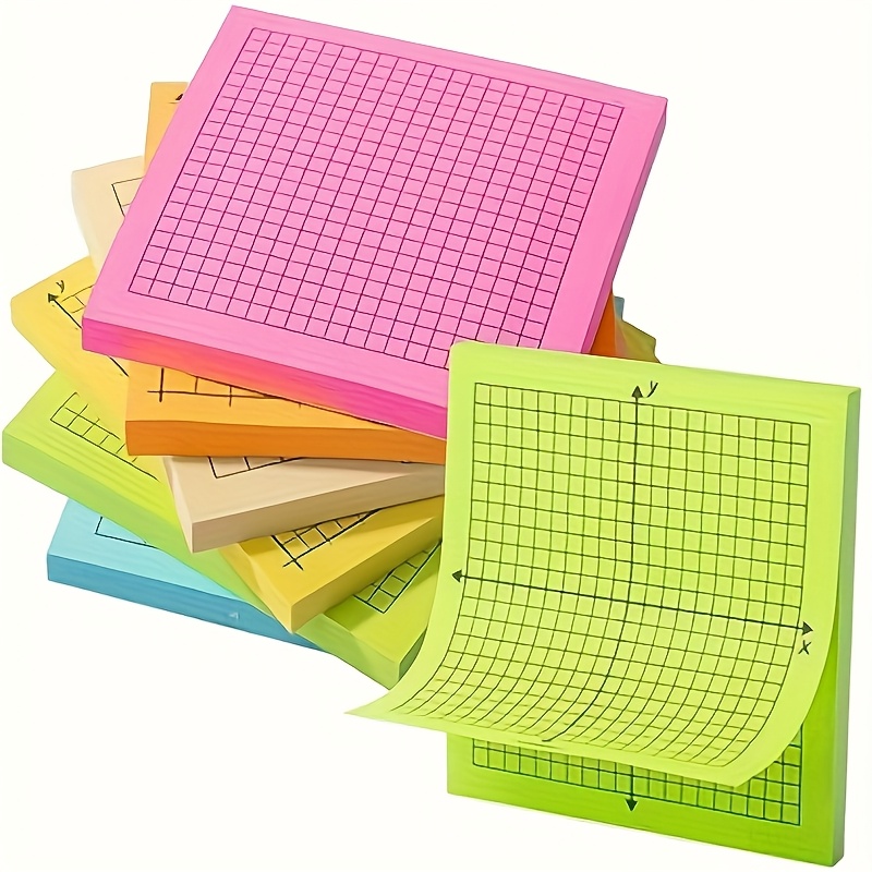 TEMU 6 Colorful Graphing Paper Sticky Notes, Graphing Paper, 3x3 Inch Grid Sticky Notes, Office School Supplies, School Starting Supplies
