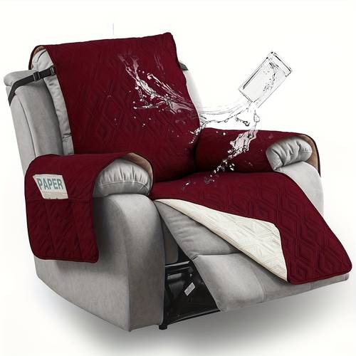 1pc 100 waterproof recliner chair cover non slip recliner covers for recliner chair with pocket washable winter insulation furniture protector for dining room office home decor