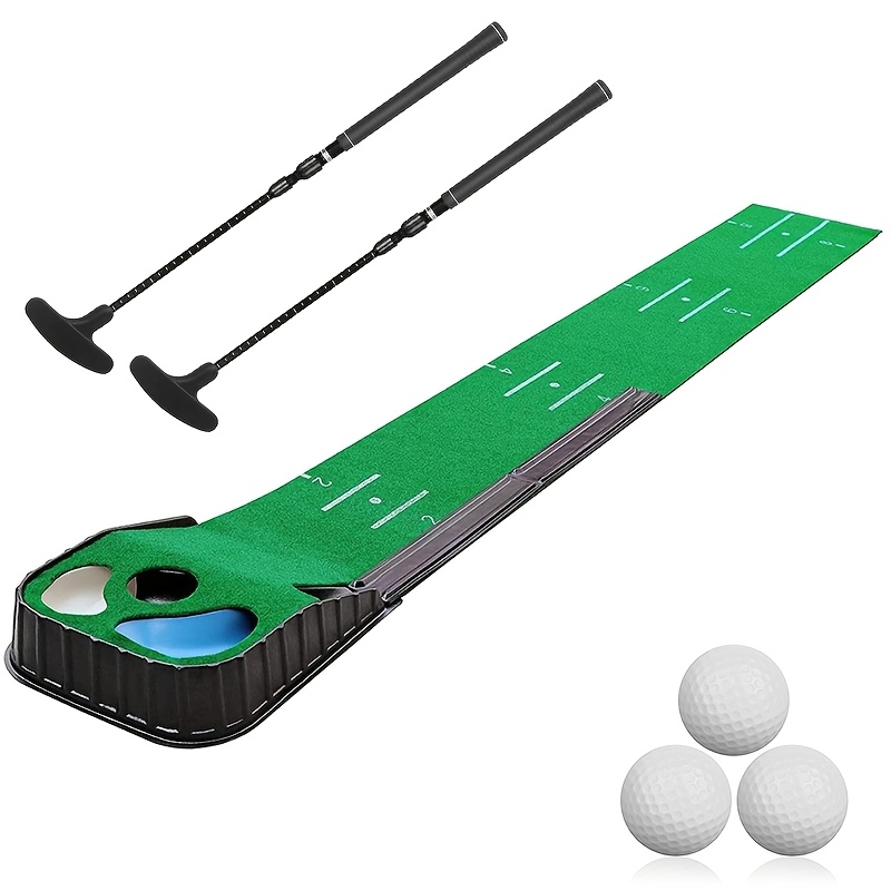 Golf Putting Mat with 3 Balls and Auto-Return Track