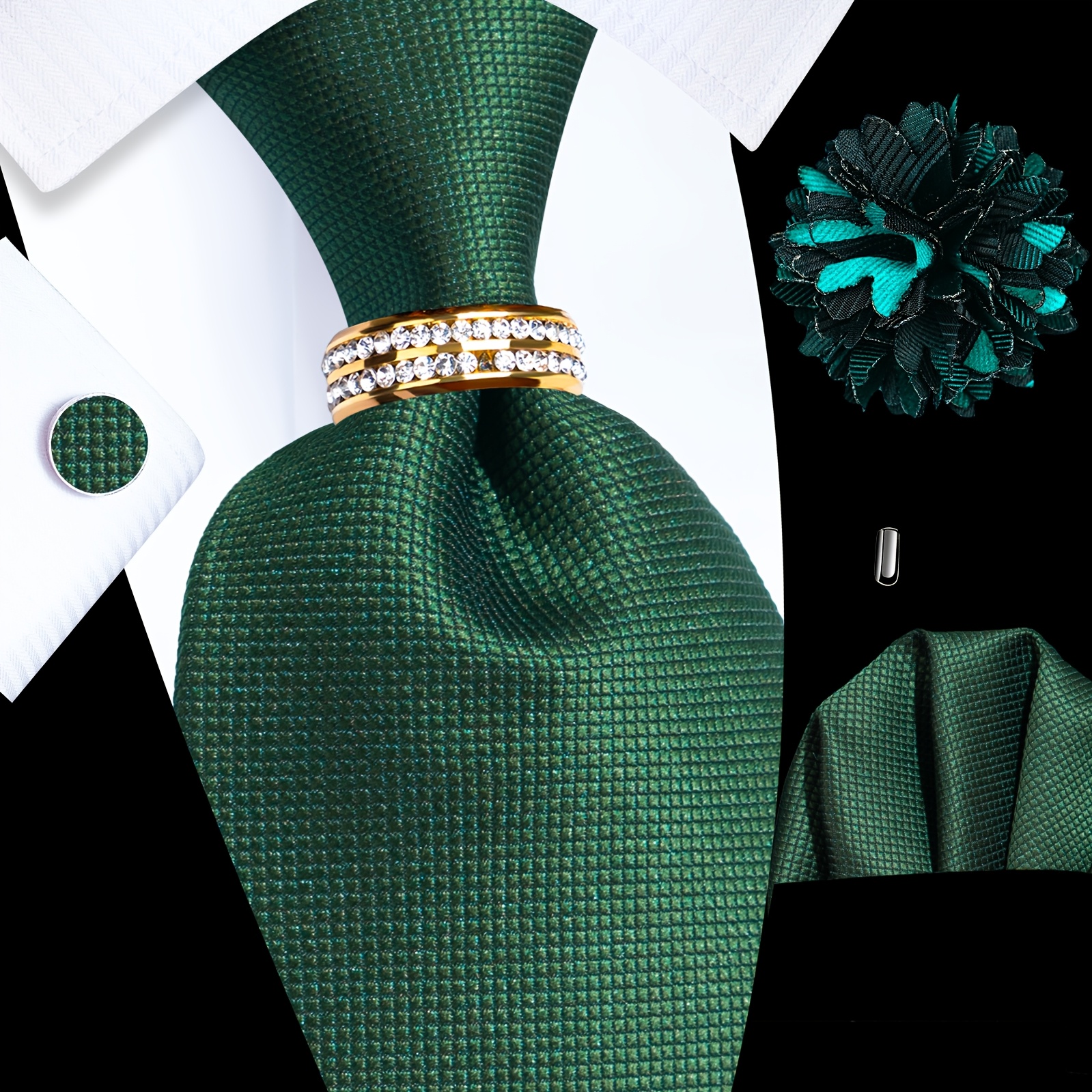 Ensemble de cravate vert uni -78+196