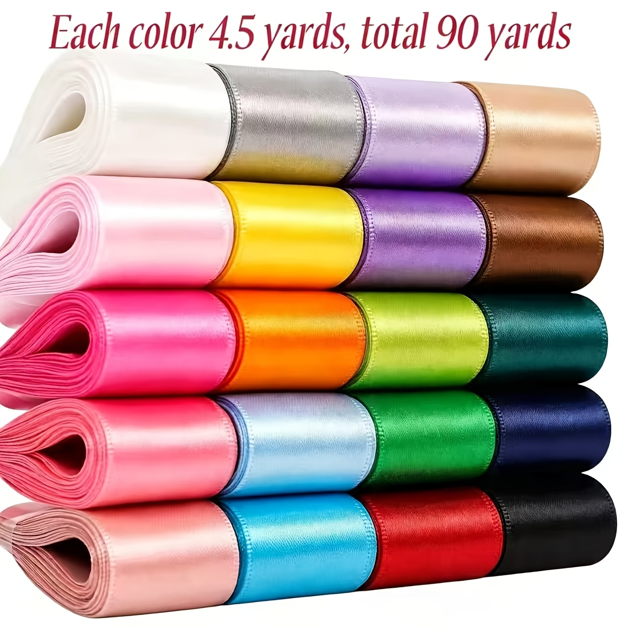 TEMU 90 Yards - 20pcs - 1.57 Inches Of Multicolor Polyester Satin Ribbon - Suitable For Gift Wrapping, Wedding Decor, Baking, And - Perfect For