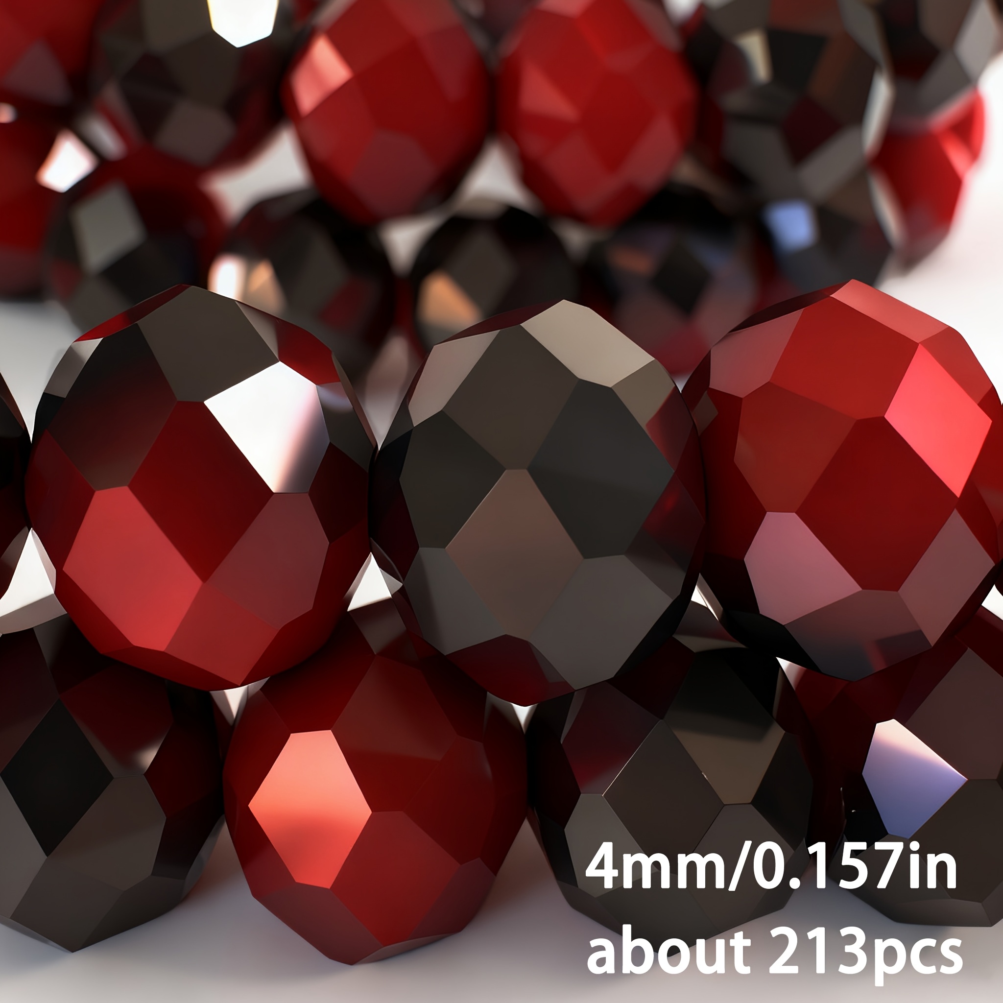 TEMU Approximately 213/163/114 Beads, 3*4/5*6/6*8 Mm, Ceramic Red And Semi-black Glass Material, Bright Flat Beads With Holes, High-quality Beads,