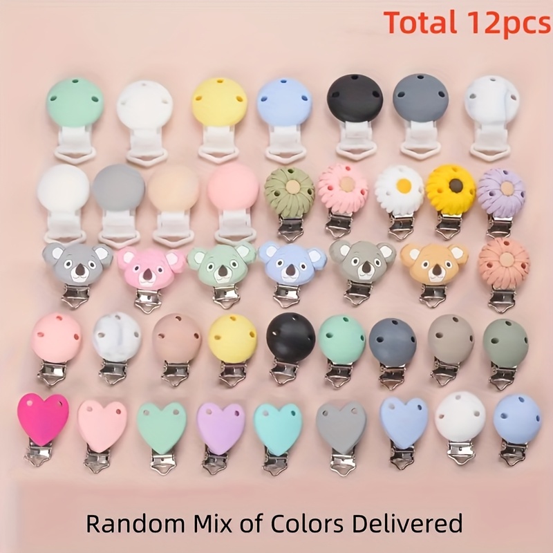 TEMU 4/12 pièces Pinces en Silicone pour la Fabrication de Bijoux, Combo Multicolore avec Motif , Accessoires de Bricolage DIY Antidérapants à Trous,