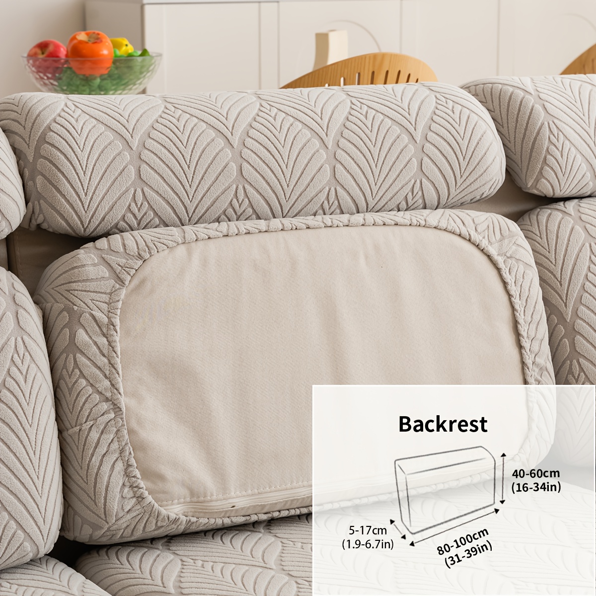 TEMU 1pc Velvet Sofa Cover, Leaf Pattern, Machine Washable, Use. Elastic Universal Sofa Case, For Bedroom Dining Room Decor, Suitable For Sectional