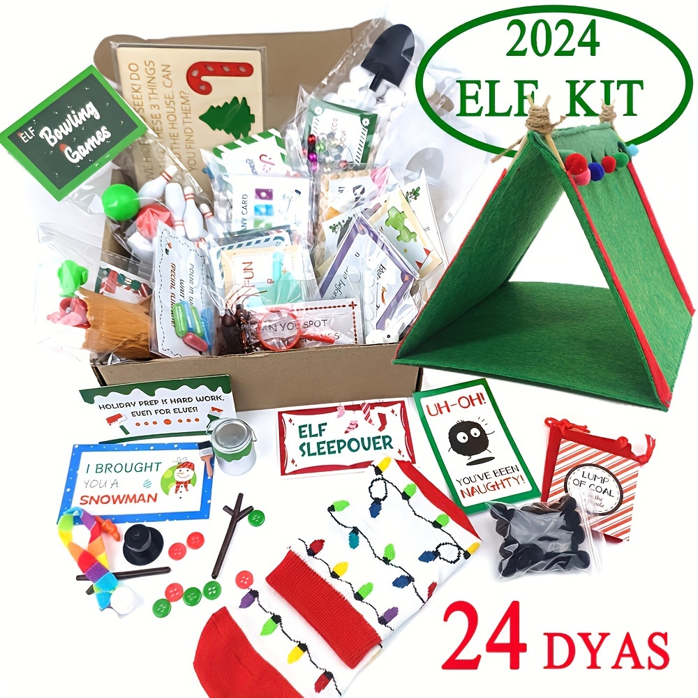 

24 Elf Kit For Christmas, Elf & Accessories Set, Decoration Party Supplies, Non-electric