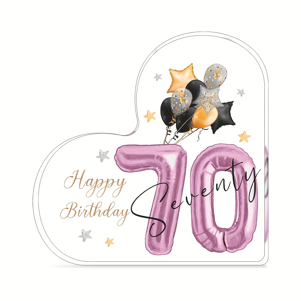 2d Flat - 1pc Creative 70th Birthday 2d Acrylic Ornament Decorations Ideal Birthday Present For Family, , And Elders. Desk Decor And Paperweights