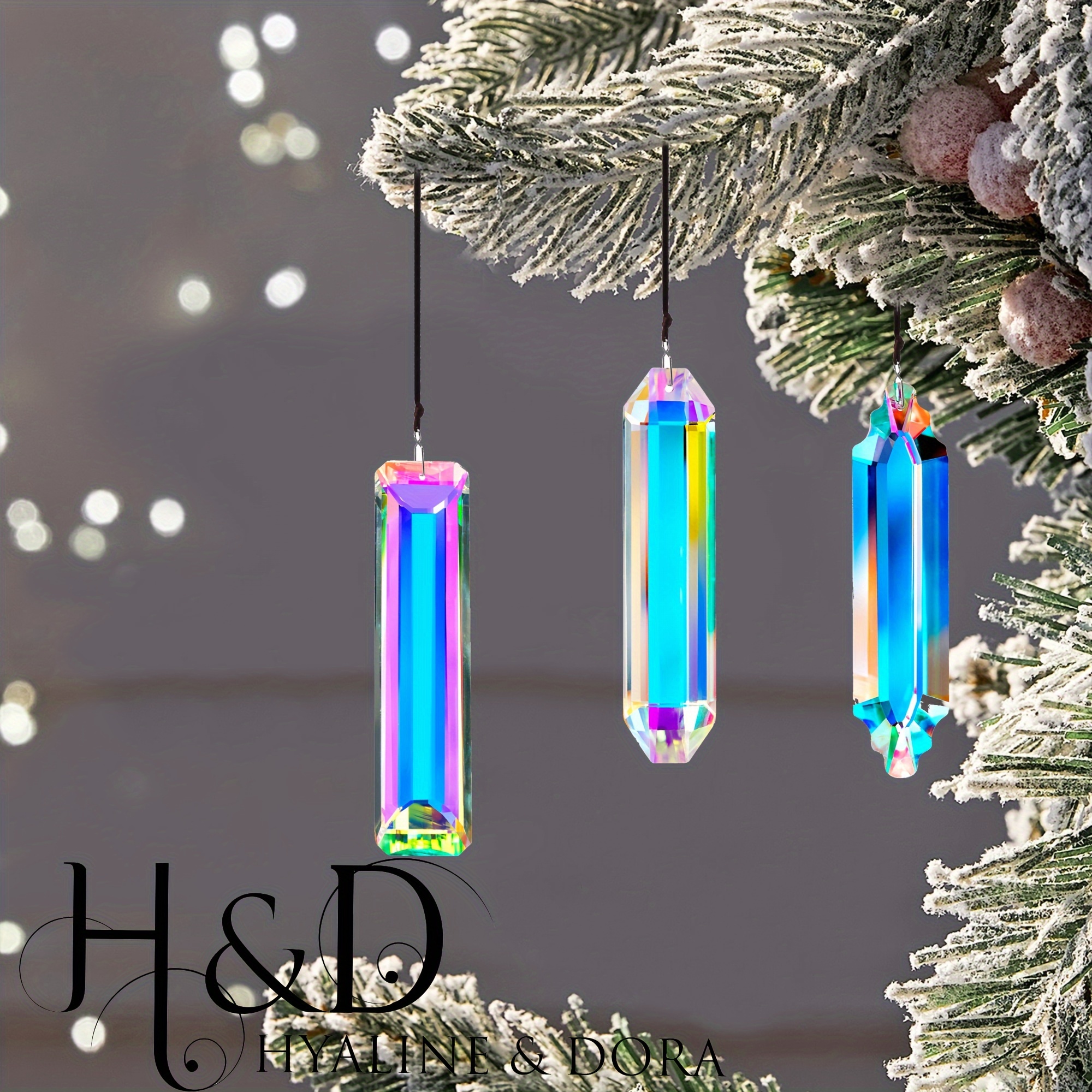 

H&d & 3pcs120mm Crystal Suncatcher Prisms Hanging Ab Colored Crystal Rectangle Stick Prisms