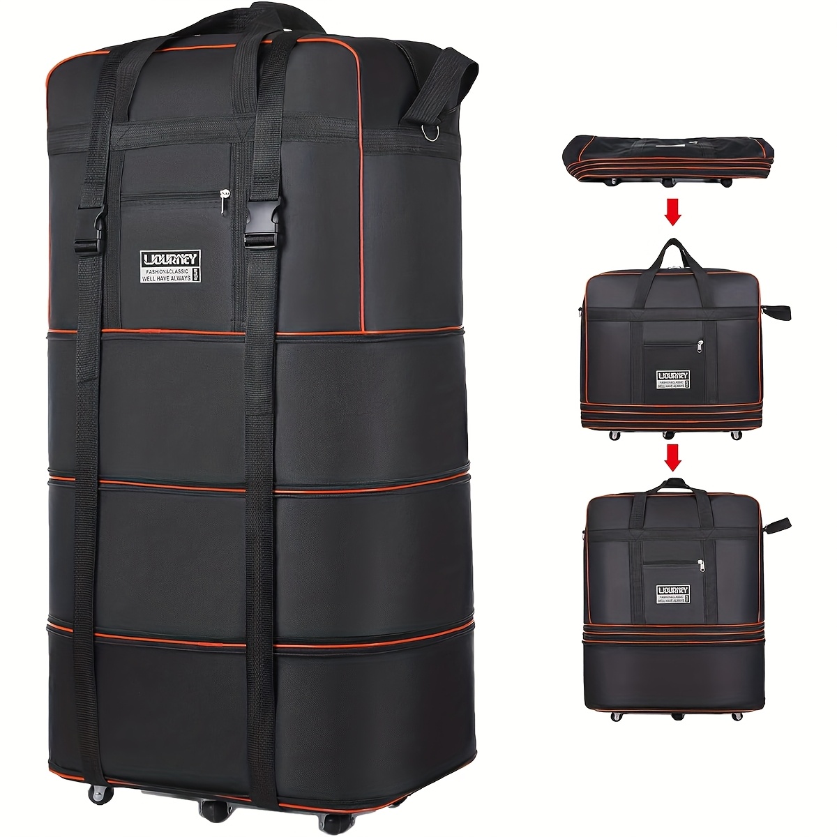 TEMU 1pc Expandable Foldable Suitcase Luggage With Universal 6pcs Wheels Rolling Travel Bag Duffel Bag For Men Women Large Capacity Lightweight