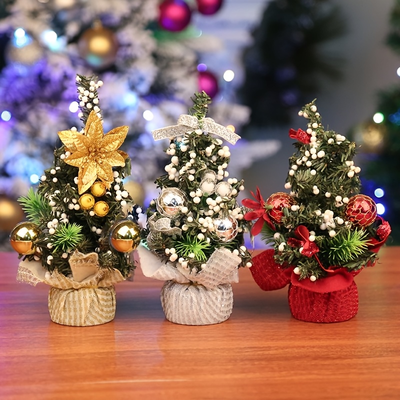 TEMU 3pcs Set Of Desktop Christmas Tree Ornaments, Small And Exquisite Artificial Christmas Trees, Mini Indoor Christmas Decorations. Suitable For: