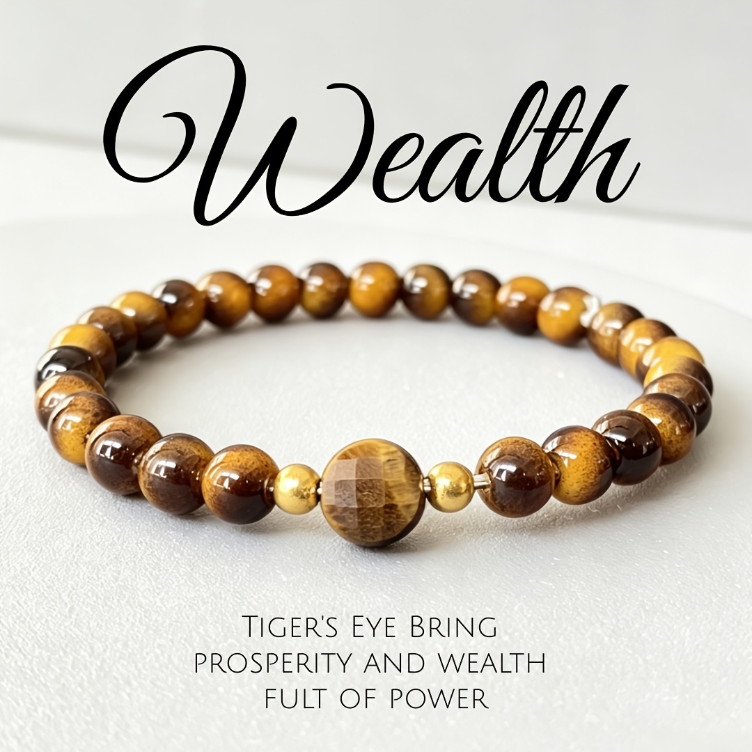 Natural Tiger Eye Stone Bracelet, Wealth Attraction