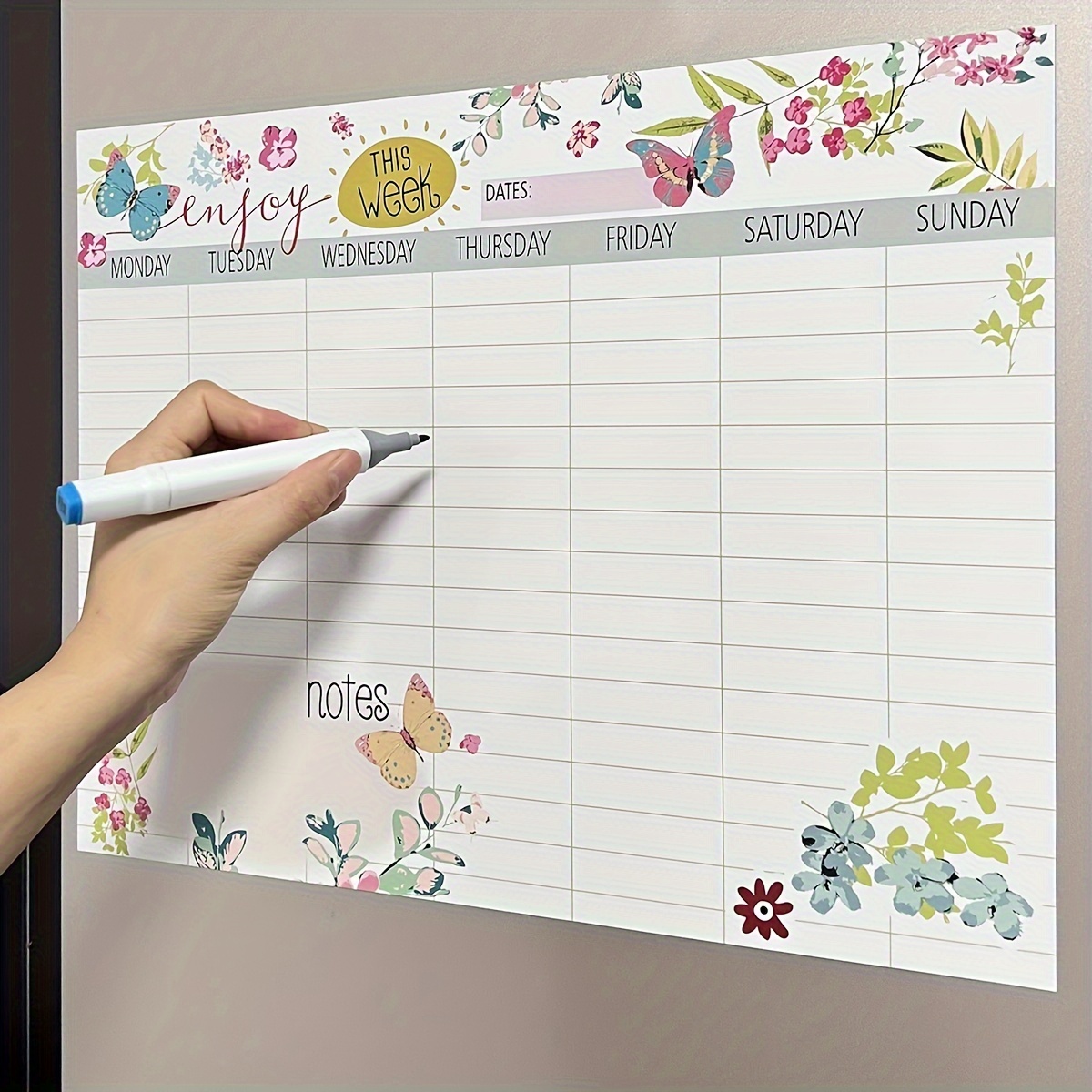 1pc Magnetic Fridge Memo Board Reusable Dry Erase Whiteboard Sticker List Weekly Planner Calendar Reminder