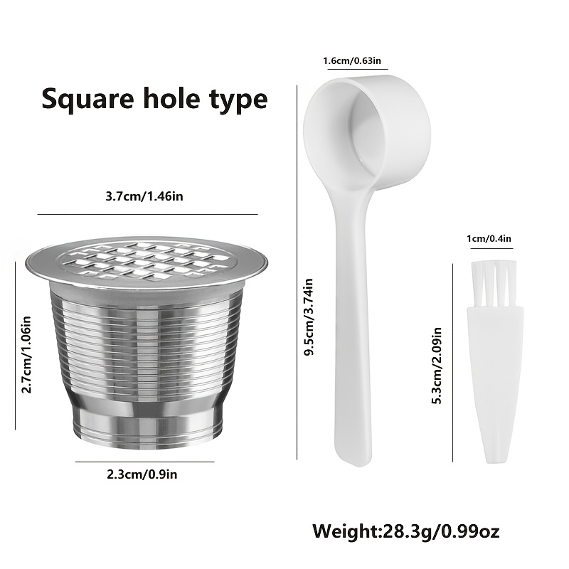 Image of High-quality Reusable Stainless Steel Coffee Capsule Set Espresso Filters Cup/spoon/brush Set Powder Filler With Cover Coffee Machine Additions