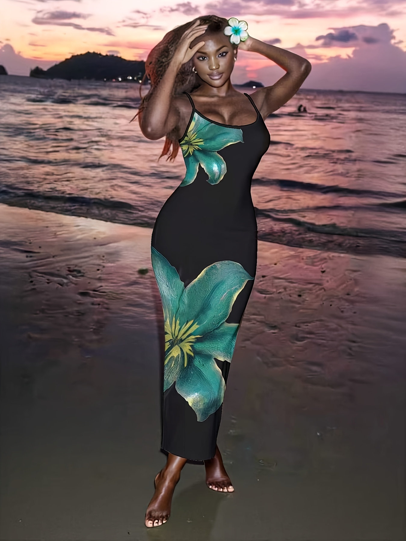 womens elegant shoulder one shoulder black maxi dress teal - Temu Mauritius