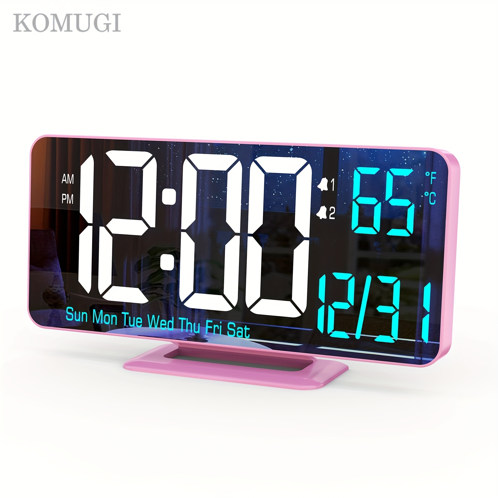 TEMU Wheat Digital Alarm Clock For Bedroom - Corded Electric Desk Clock With Led Display, Date & Temperature, Dual Alarm, Adjustable Brightness, Usb