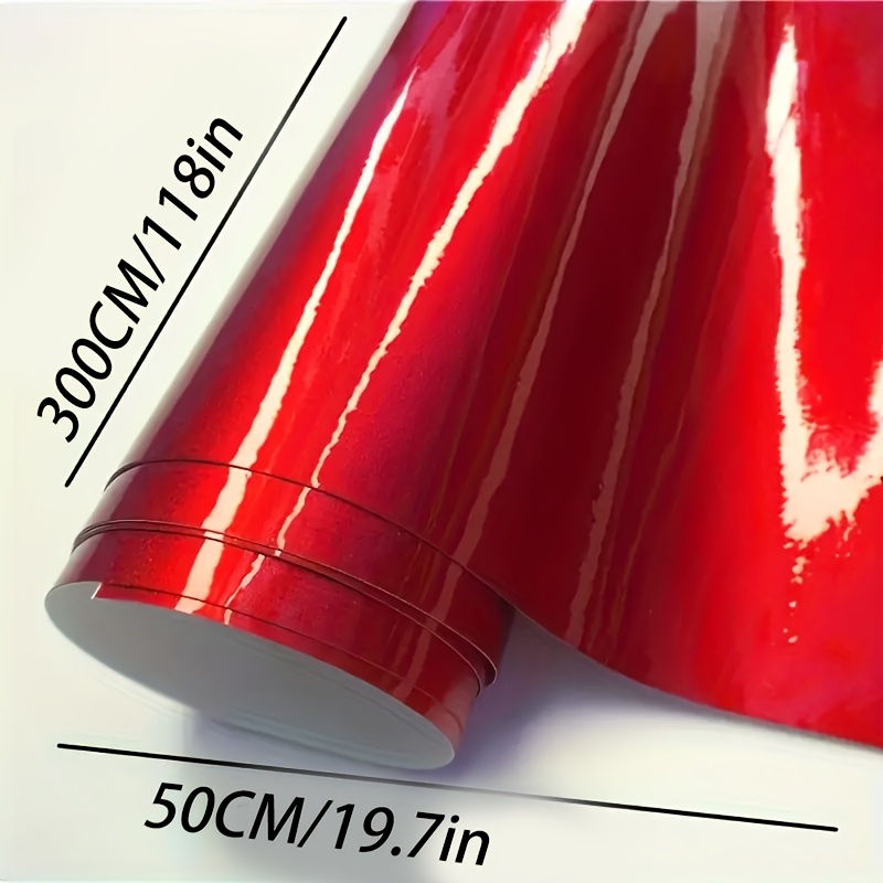 TEMU 50*300cm Candy Red Vinyl Car Wrap Premium Paint Replacement Film Roll With Release Technology, Stretchable Protective , Self Adhesive, Without Battery