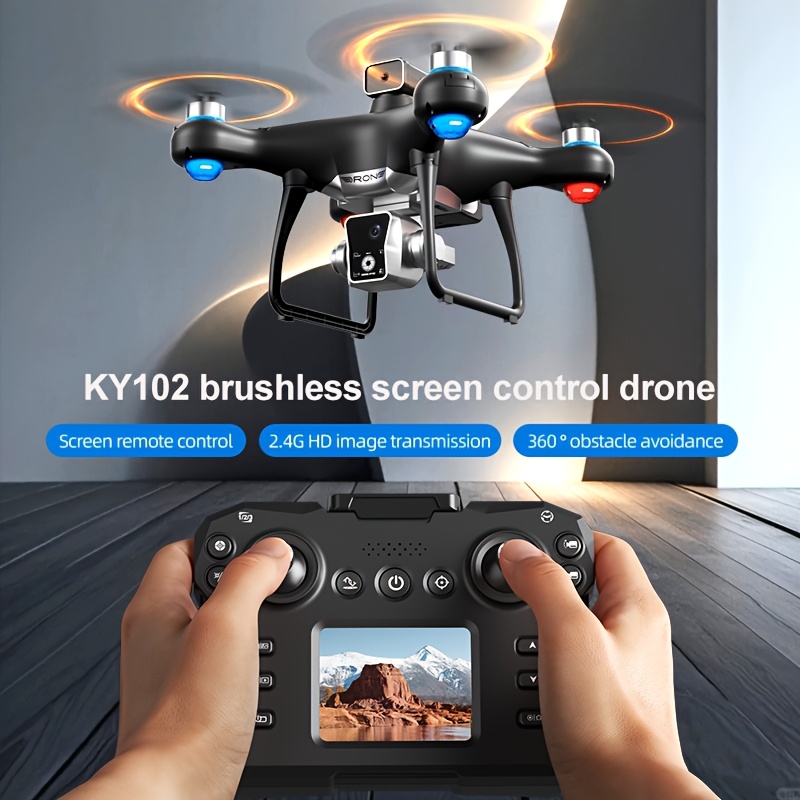 Dual HD Camera FPV Drone with Remote Screen & Brushless Motor - 360° Obstacle Avoidance, Auto Return Home, Follow Mode - Cinematic Aerial Shots for Beginners/Adults - Adventure-Ready RC Quadcopter