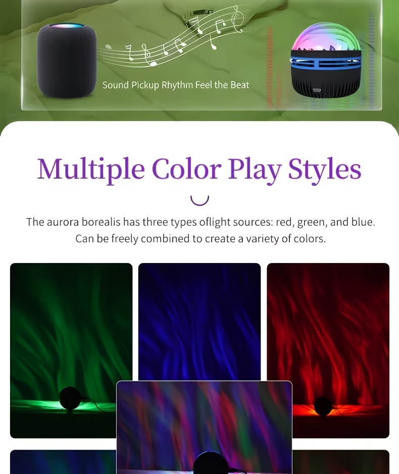 RGB Multicolor Ajustabil Efect Aurora, Potrivit pentru Decorarea Dormitorului și a Tavanului, Materiale de Înaltă Calitate și Măiestrie Exquisită, Perfect pentru Living, Camping, Nuntă și Decor Tavan Petrecere, Cadou Surpriză Ideal de Ziua de Naștere