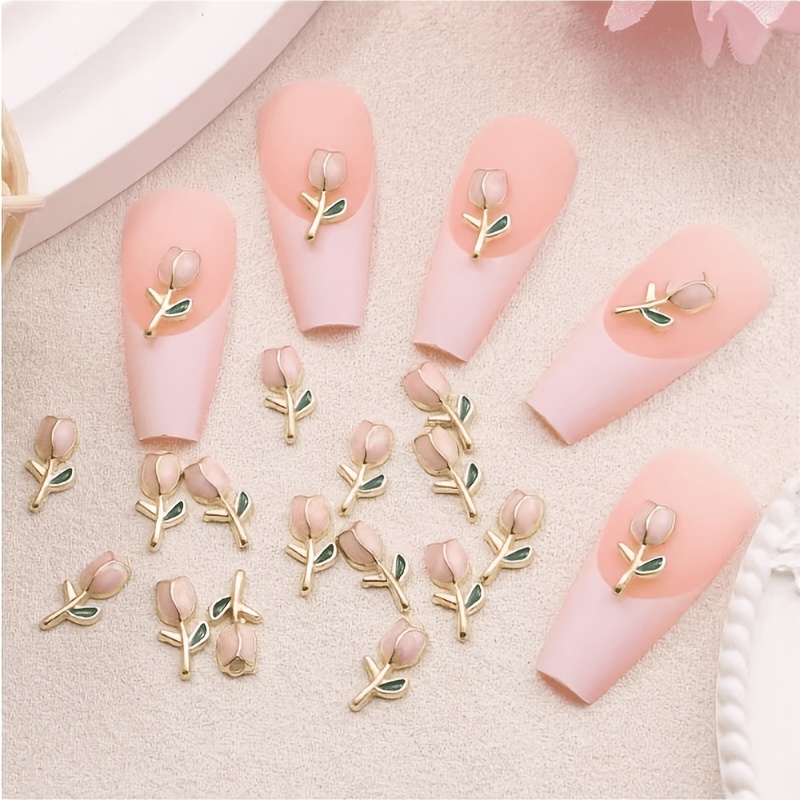 TEMU 20pcs Exquisite And Adorable Small Flower Alloy Metal Nail Art Set, Nail Decorations, Suitable For Phone Cases, Nail Art Decoration, Jewelry Diy