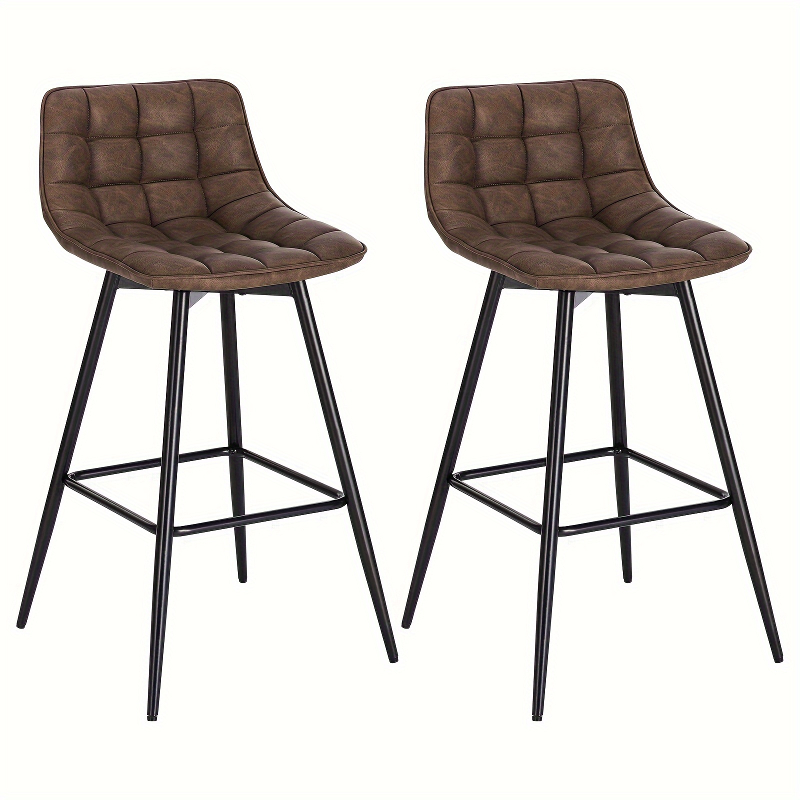 2pcs Bar Stools Stools Counter Stools Bistro Stools With Footrest Faux Leather Metal
