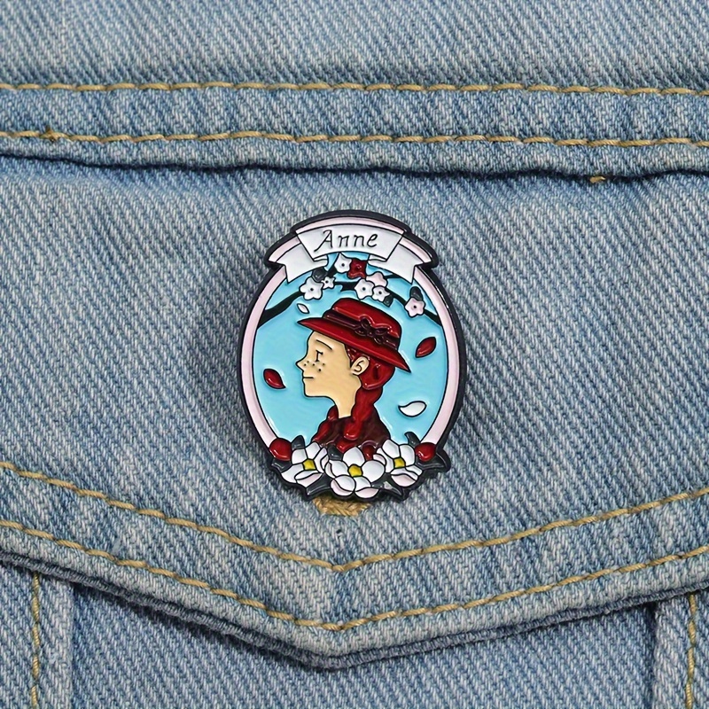 

1pc Classic Literary Cartoon Brooch, Cute Little Girl Badge, Creative Student Backpack Decorative Pin, For Gifts