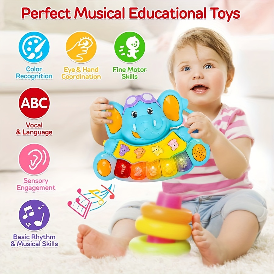 

Elephant-themed Baby Piano Toy - Early Learning Musical Keyboard For Boys & Girls, Ages 0-3, Educational Gift, Random Color