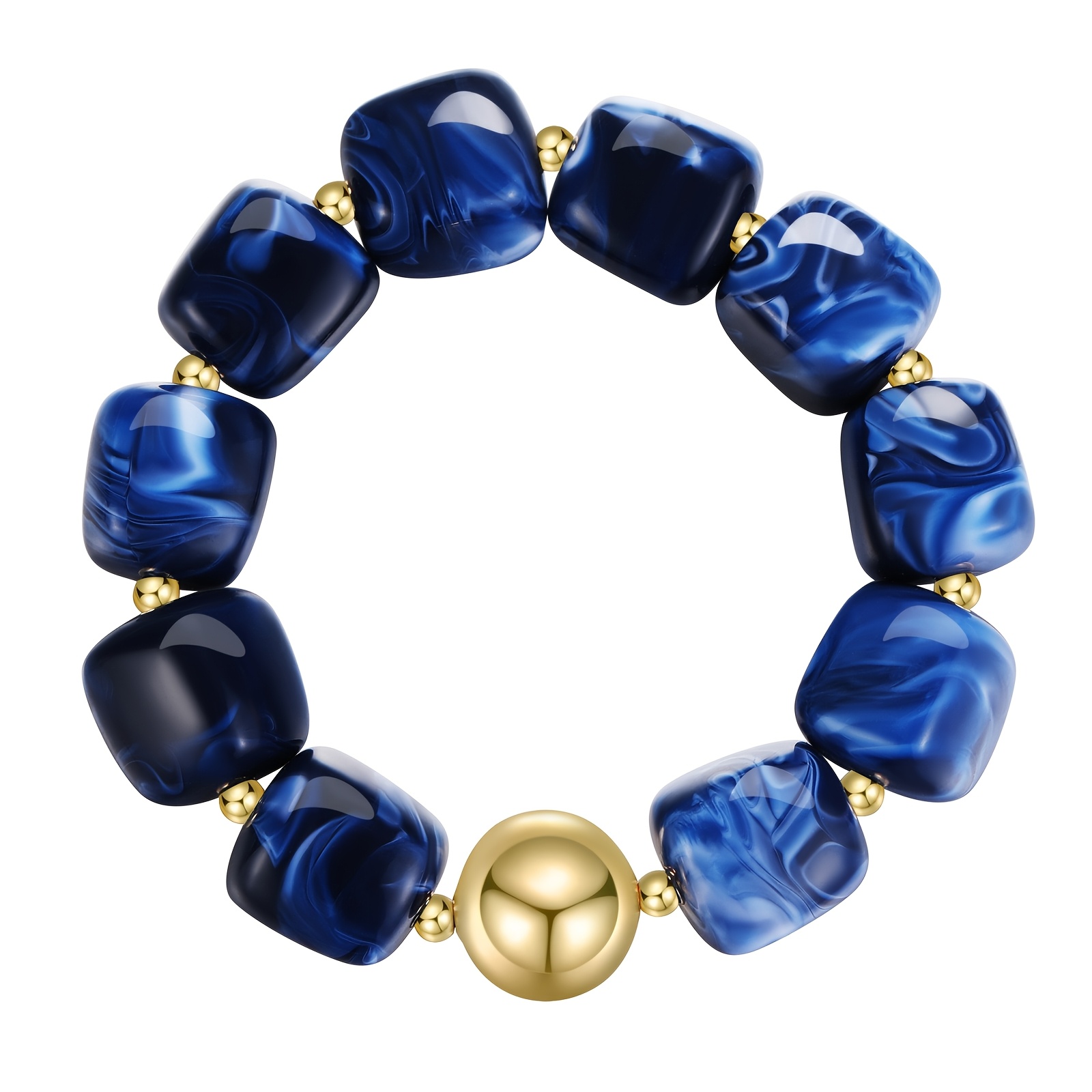 TEMU Bracelet de mode pour femme de style bohème - Accessoire à grosses perles en résine sur le thème de l'océan, adapté aux sorties d'été