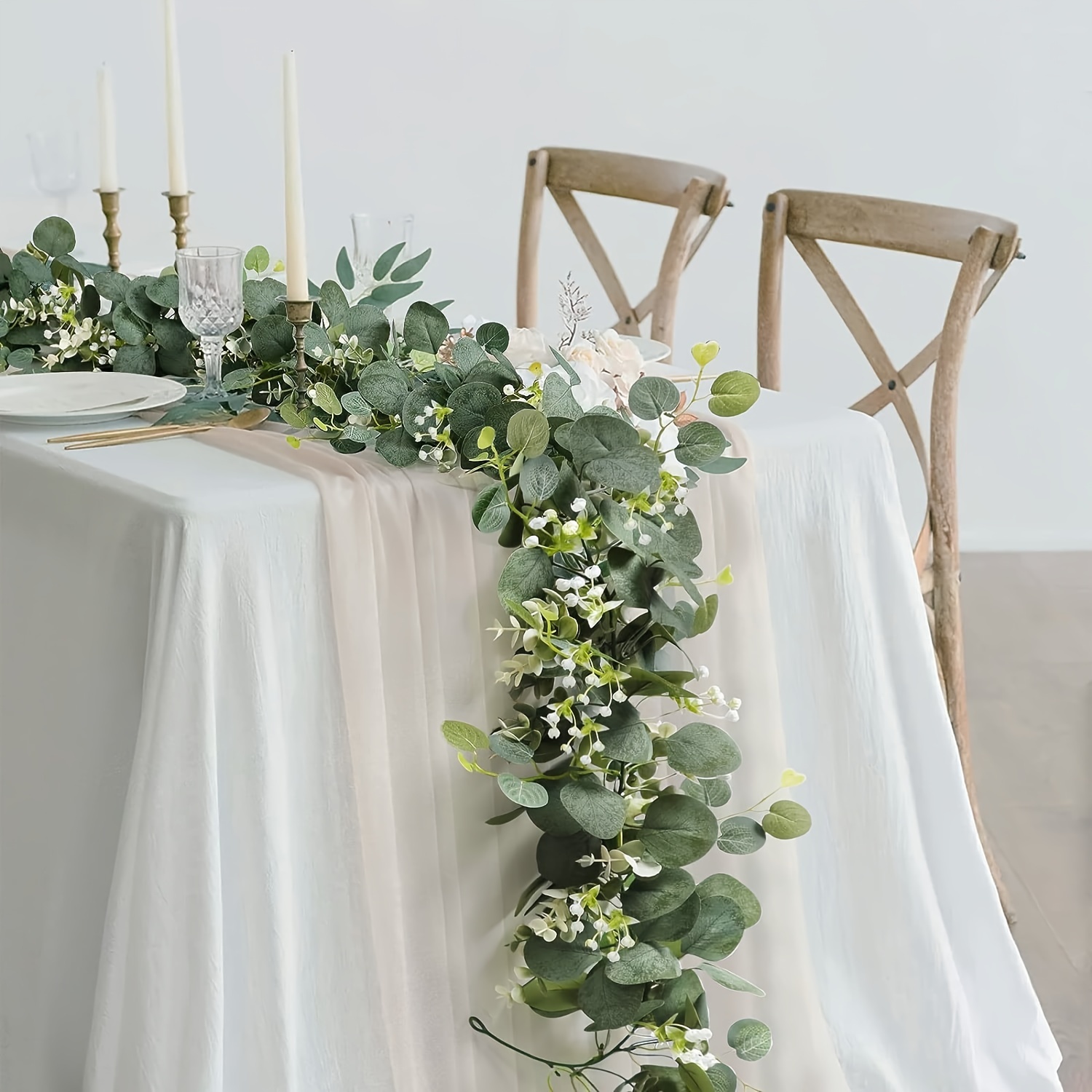 1pc 70inch 5 9ft   eucalyptus garland eucalyptus leaves gypsophila garland artificial greenery vine suitable for   day background arrangement baby shower wedding party mantle decor scene decor home decor