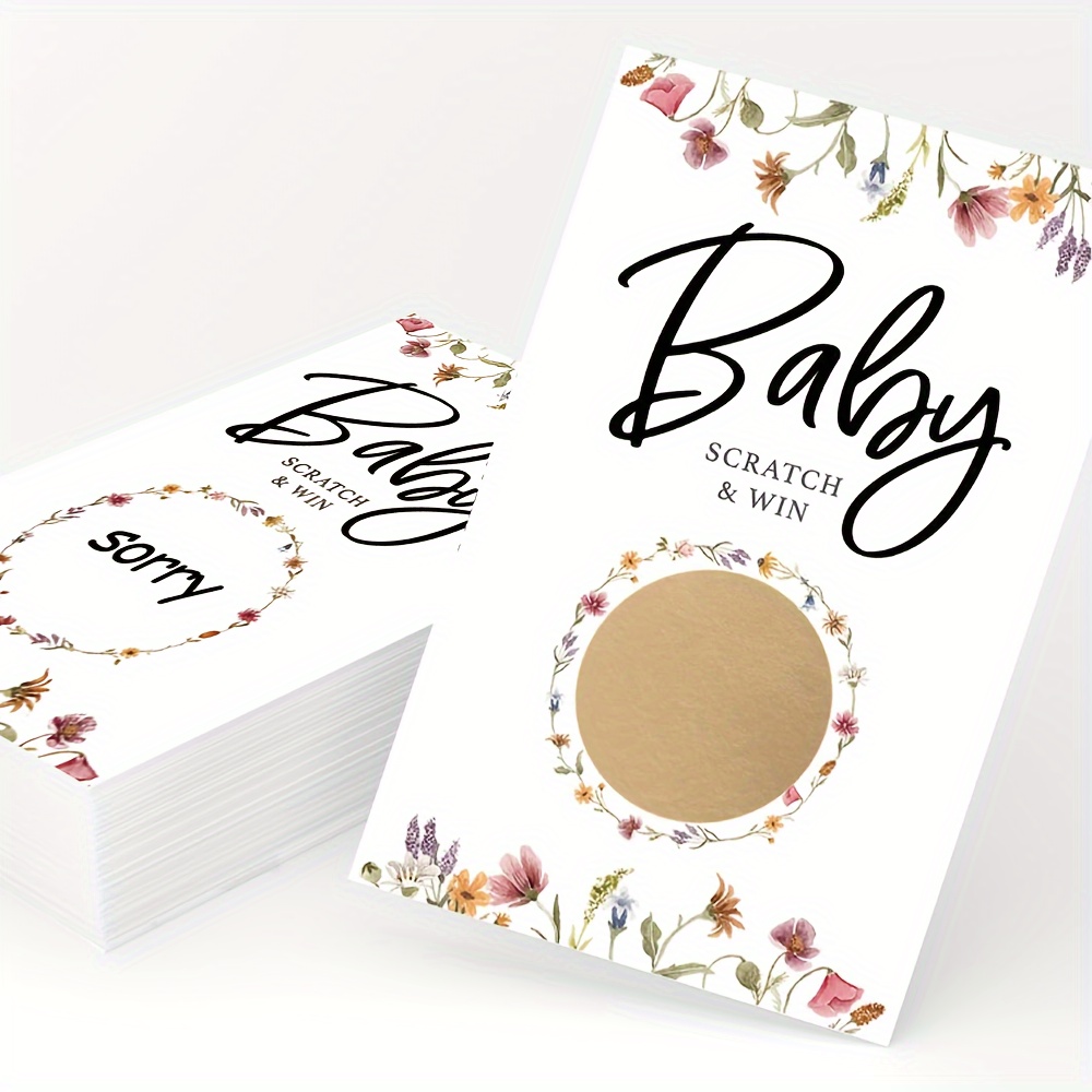 

50pcs -off Cards For ' Parties - Gender Reveal, Shower & Diaper Raffle Games - Floral Theme Party Favors, Shower Party Games