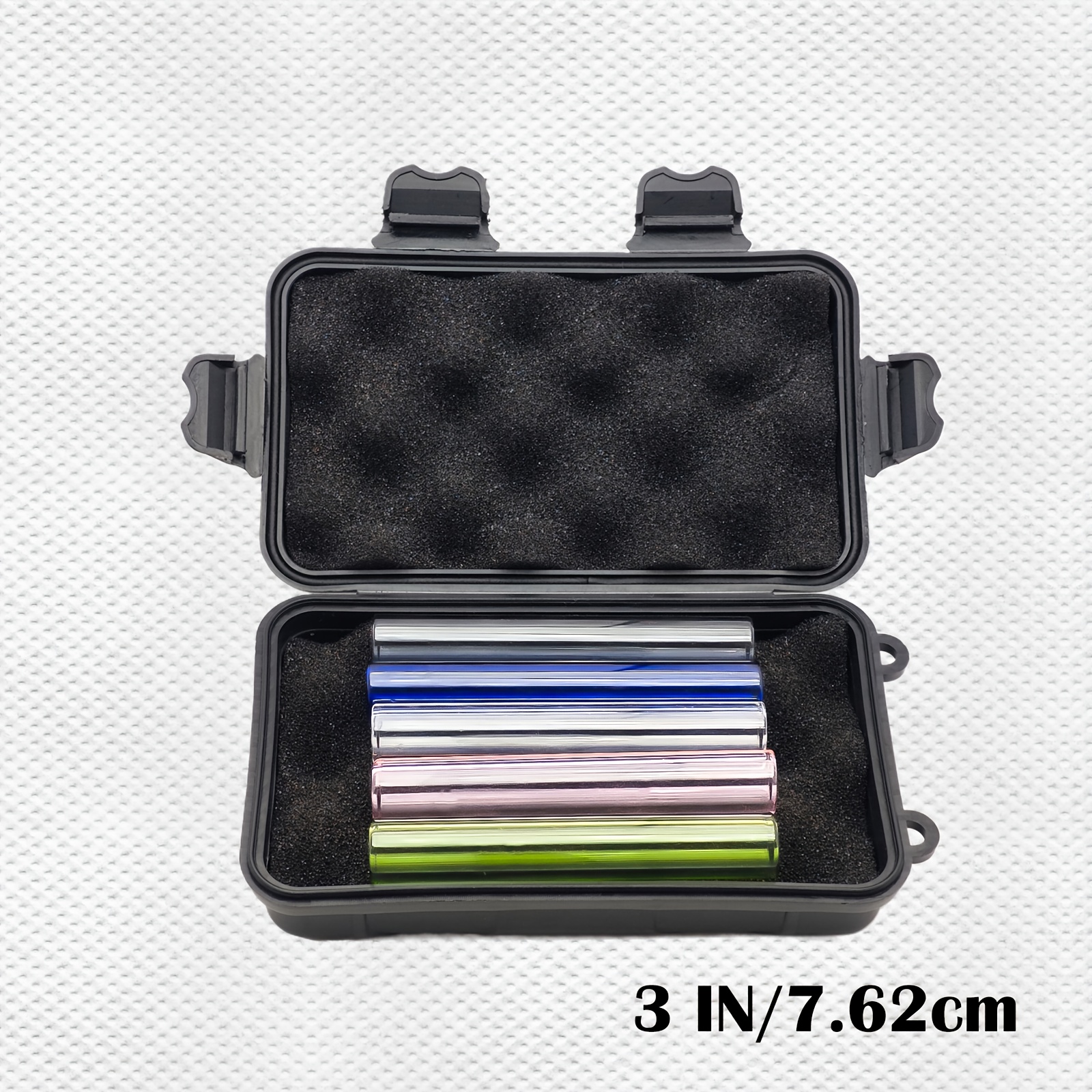 E-shop Gtysmox 5 Stück 3/4 Zoll farbige Borosilikatglasröhren mit 1 wasserdichter Aufbewahrungsbox für draußen, 12 mm Durchmesser, 2 mm Wandstärke,