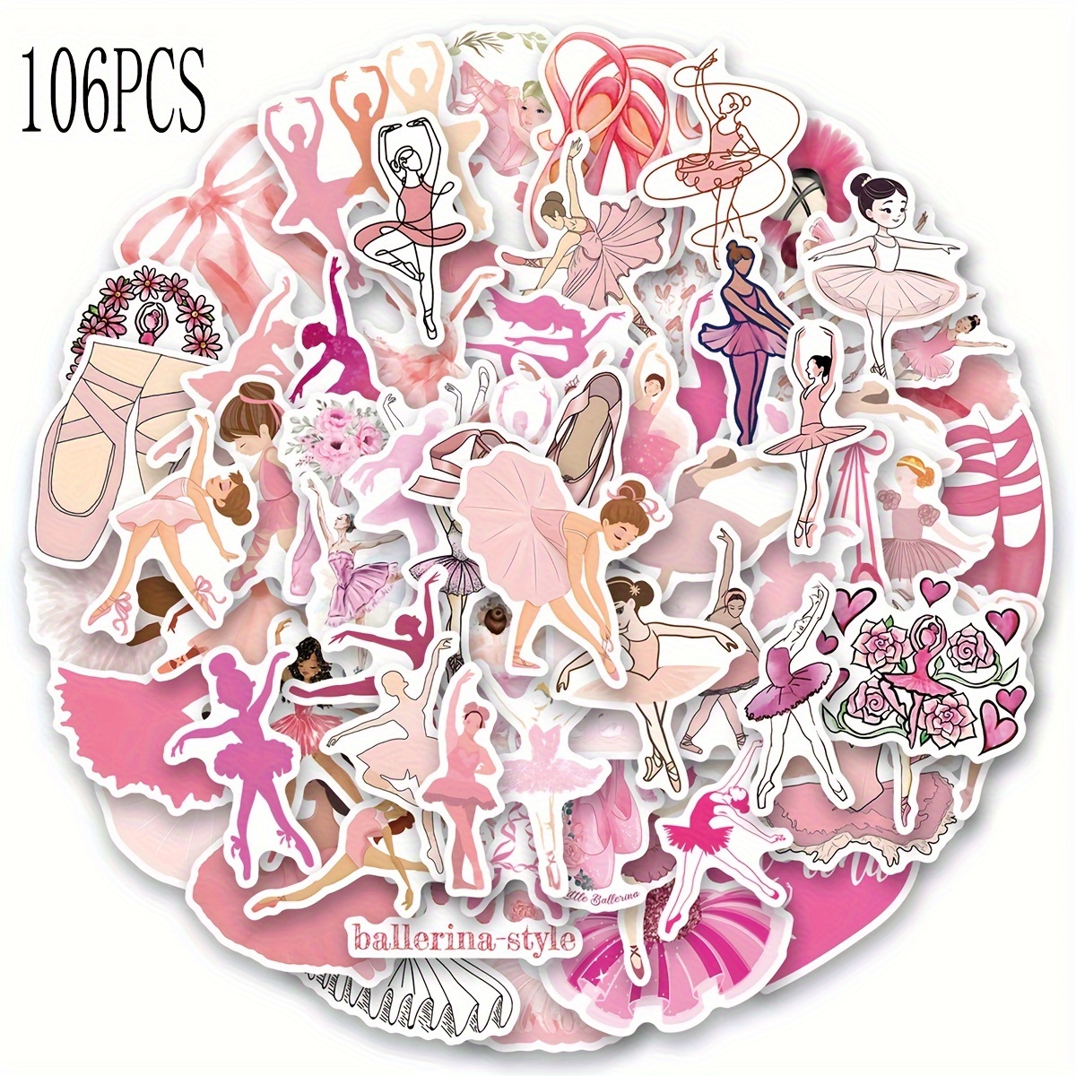 Image of 106pcs Ballerina Sticker Set | Vibrant Graffiti Stickers For Scrapbooking, Journaling, Laptops, Bumpers, Skateboards, Water Bottles, Computers, Hard Hats, And