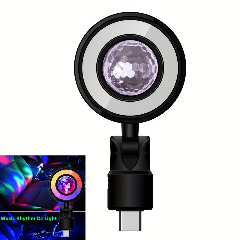 TEMU 1pc Dj Light 6 Rgb Led Lights, 160° Rotation Sound Control Ambient Lamp, Type-c Pickup Rhythm Music Ambient Light Rhythm Light For Dj Disco Lamp