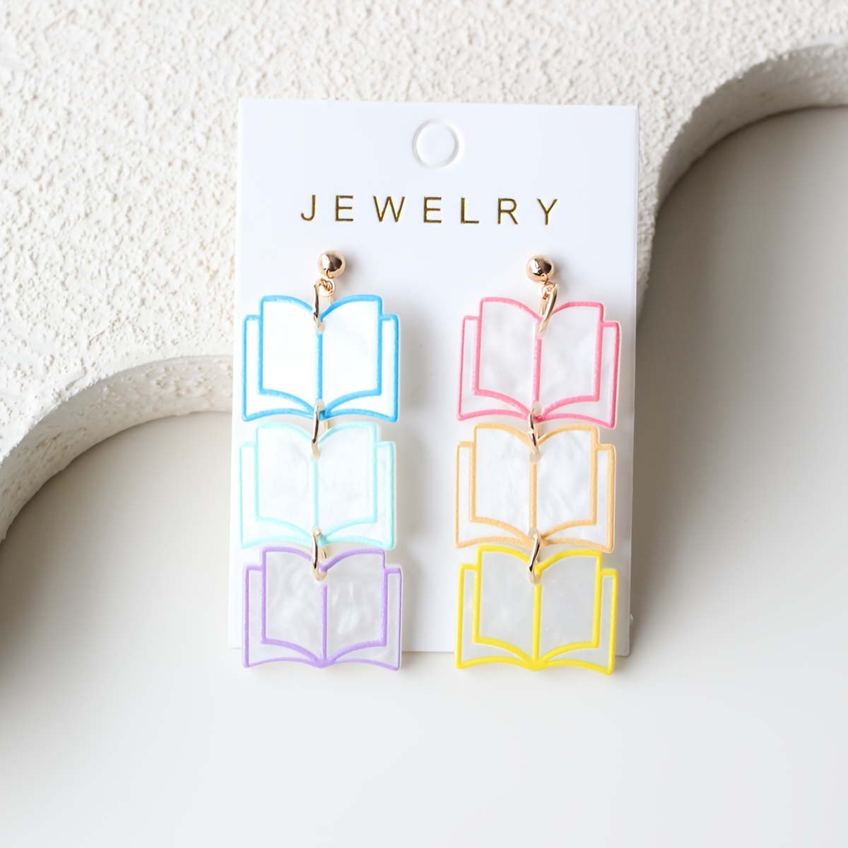 TEMU 1 Paire de Boucles d'Oreilles Pendantes Livres sur le Thème du Livre pour Femme - Acrylique , Convient pour la Rentrée Scolaire, Cadeaux pour