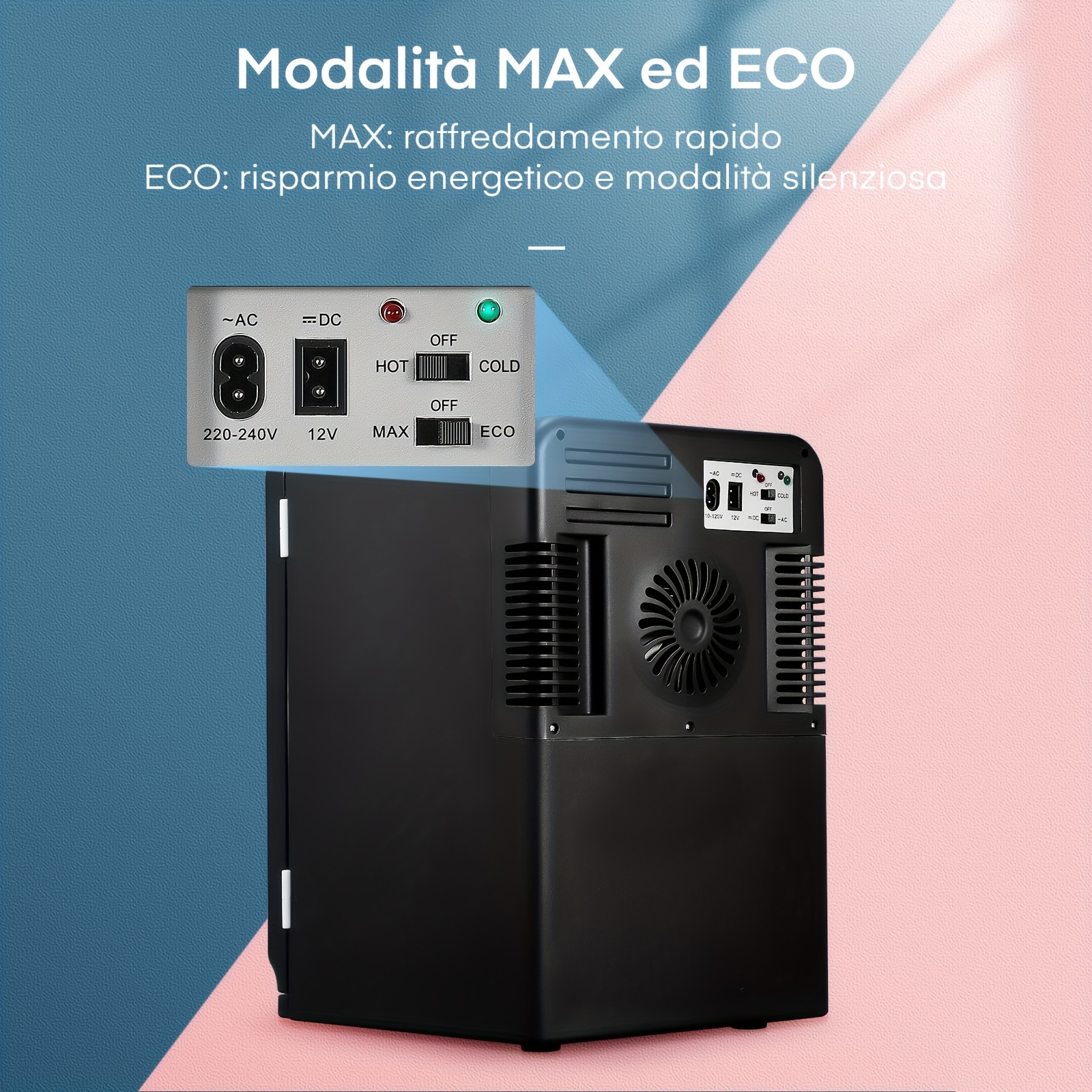 Mini Fridge 15 Liter/21 Cans, AC+DC Power Small Fridge for Bedroom, Car, Office, Thermoelectric Cooler and Warmer Skincare Fridge for Food, Drinks, Cosmetics, Max & ECO Mode, Black