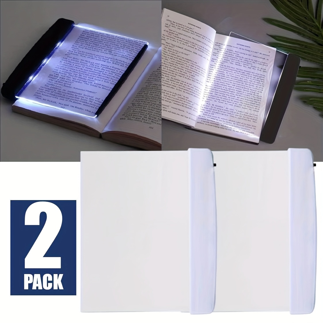 TEMU Premium 2-pack E-book Reading Light Essential For Back-to-school Led Flat Panel Reading Lamp Bedside Eye Protection Night Reading Light. Table