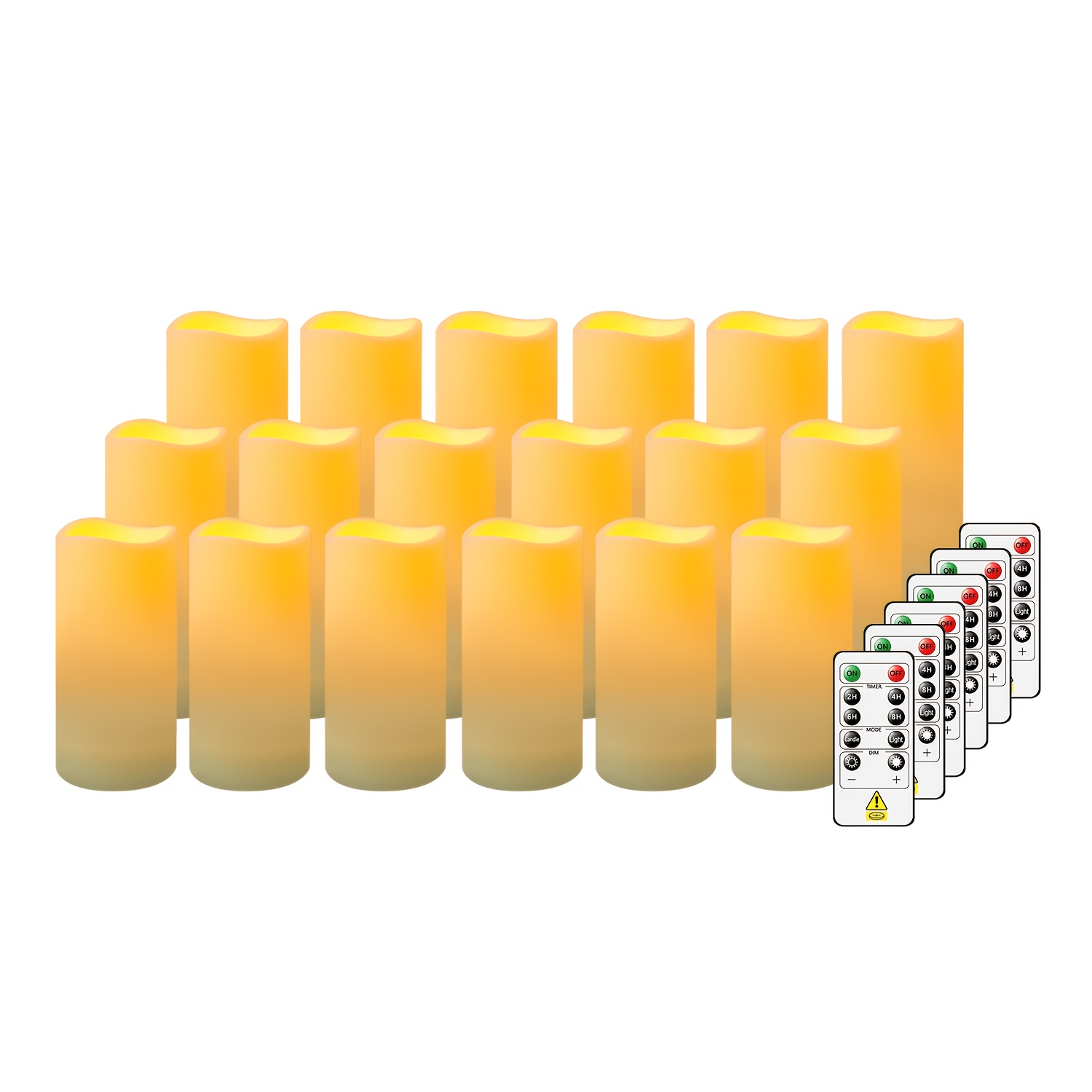Kakoya 18pcs Outdoor Candle Lamp Set, With Ip44 Design, Plastic Wave-shaped Base, Remote Control For Timed Switch, Suitable For Garden Decoration, Parties, Birthdays And Weddings.