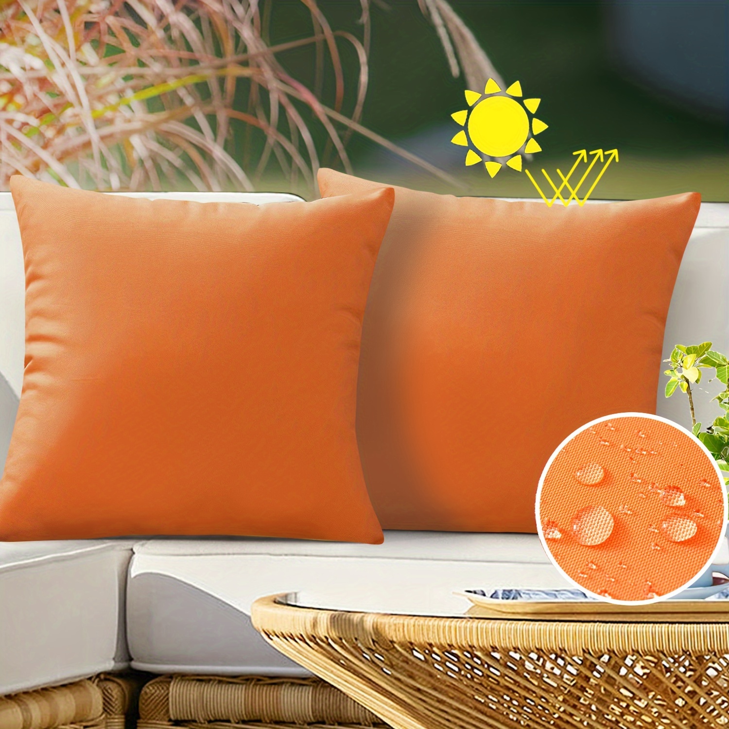 2pcs Heavy-Duty Waterproof Outdoor Cushion Covers Lime Green -Weather  Wipeable Pillowcases with Zipper Closure, UV/Fade Resistant for Patio,  Bench,