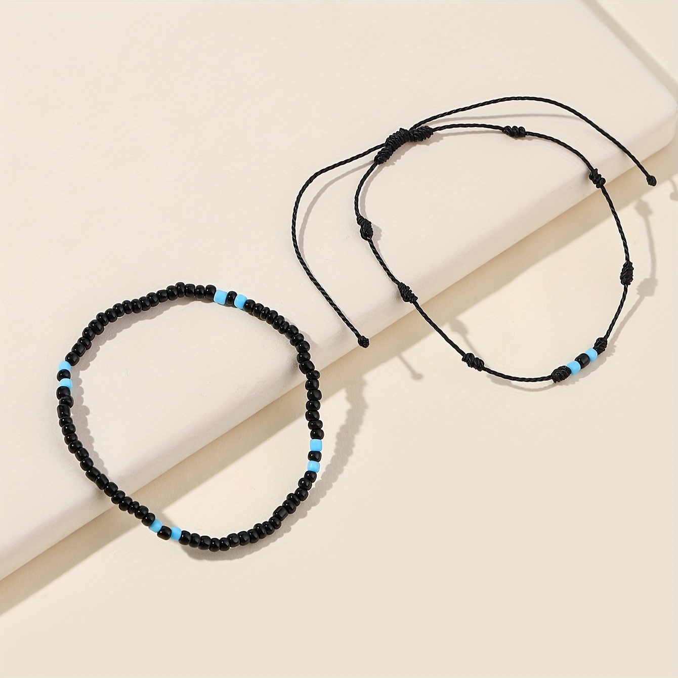 Boho 2-Piece Glass Bead Anklet Set for Women