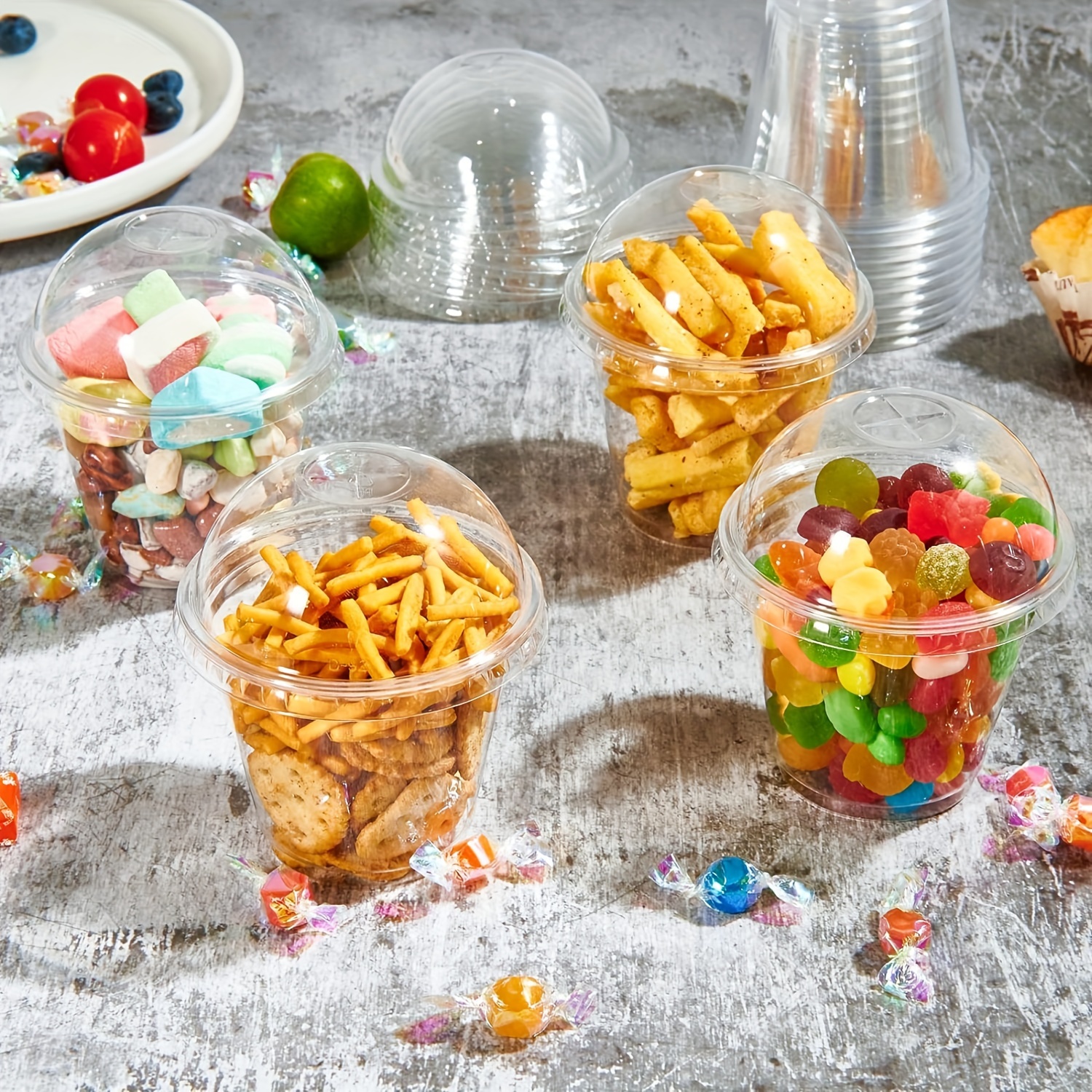 25sets 9oz clear plastic parfait cups dome lids no hole Temu